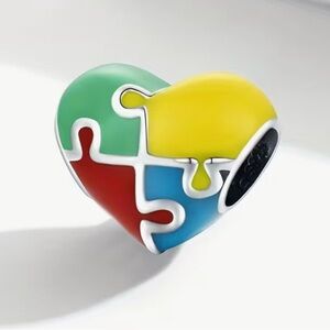 1-Autism Puzzle Heart Charm/Bead for snake bracelet